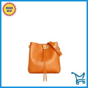 Small Genuine Leather Shoulder Bag with Twist Lock Closure